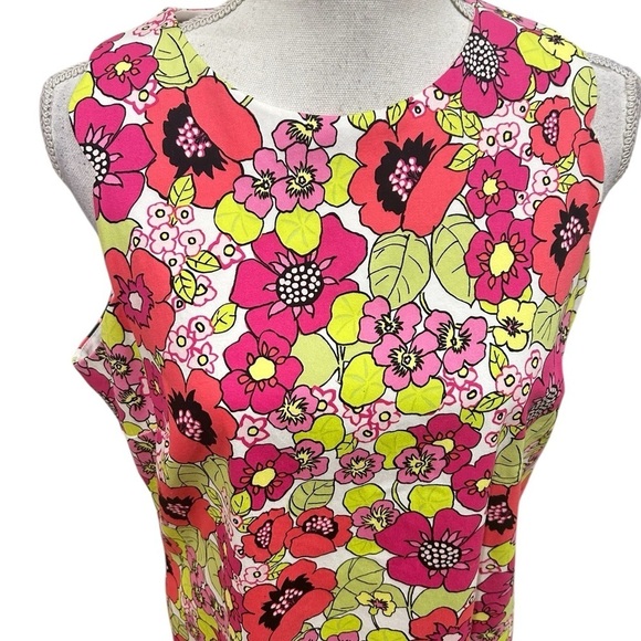 Pappagallo sleeveless sheath dress bold floral print scalloped hems lined sz 12 - Picture 5 of 12